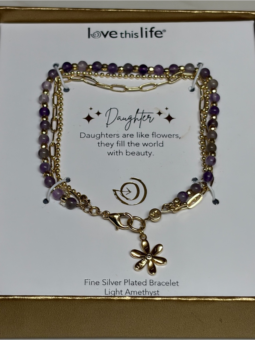 Light Amethyst Gold-Plated Daughter Bracelet 7.5”